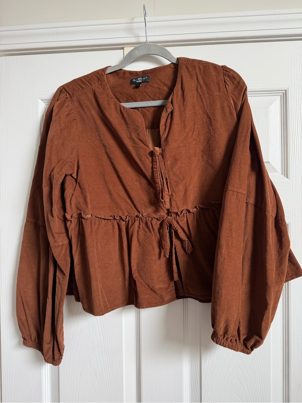 Corduroy Front Tie Top